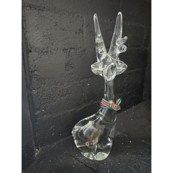 Enesco Other - Vintage Enesco Clear Art Glass Tall Reindeer Deer Figurine 10.5" Holiday Decor